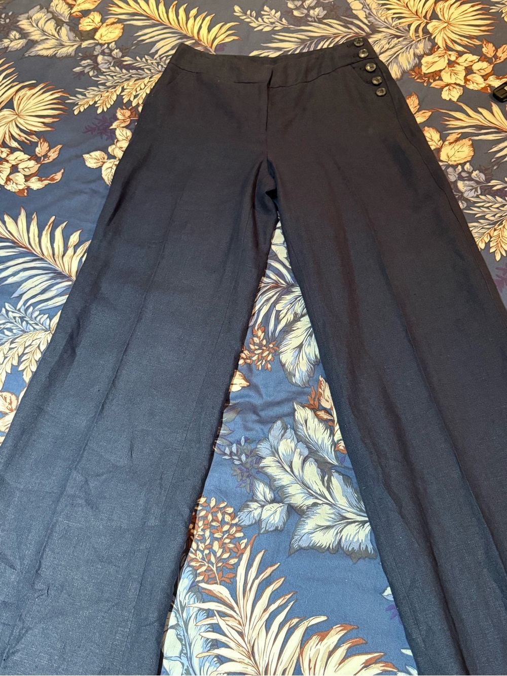 Talbots Navy Wide-Leg Sailor Button Pants